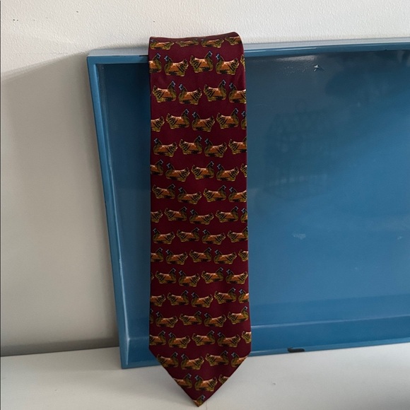 TRE E’Perfetto Vintage Silk Tie Chicken Pattern Made in Italy - Picture 5 of 5